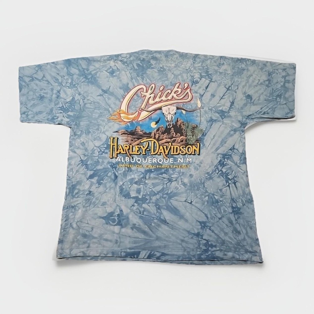 VTG Harley Davidson T Shirt Blue‎ Aloha AOP Chick's Albuquerque USA Made XL RARE - Picture 4 of 9